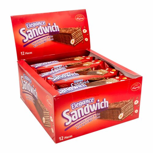 Elegance Sandwich kakaókrémes, csokoládébevonatú ostya – Elegance Sandwich Cocoa Wafer 12db